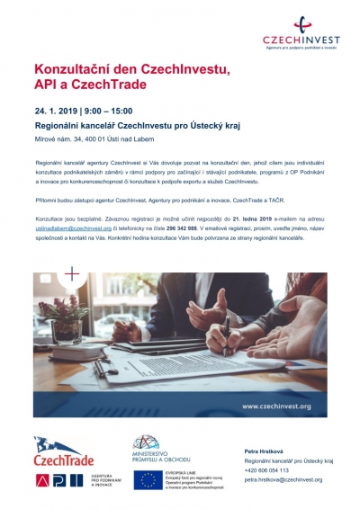 CzechInvest v Ústeckém kraji pořádá konzultační den pro podnikatele