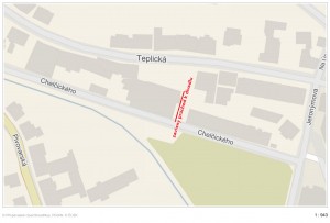AKTUALIZOVÁNO: Uzavření průchodu mezi ulicí Chelčického a parkovištěm u divadla 7.7. – 30.9. 2020