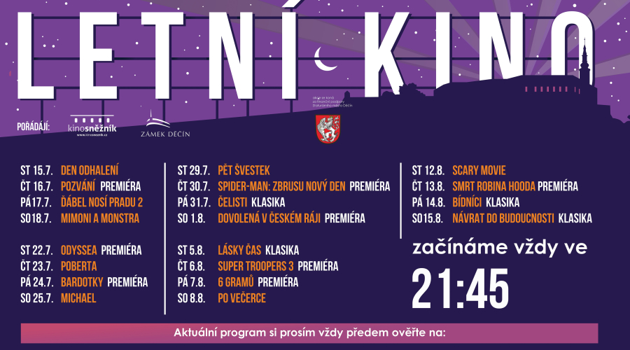 Letní kino v Děčíně nabídne premiéry i klasiku