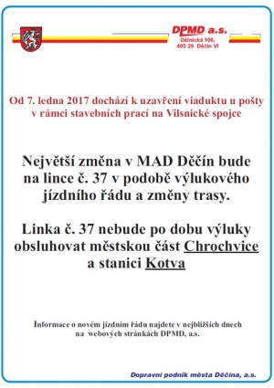 Změna v Městské autobusové dopravě na lince č. 37