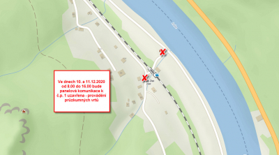 Uzavření panelové cesty v Dolním Žlebu č.p. 1 ve dnech 10. a 11.12.2020