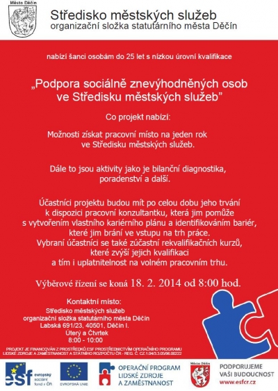 Projekt nabídne práci osobám do 25 let s nízkou úrovní kvalifikace