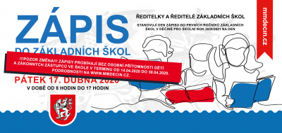 Zápisy do základních škol se budou konat bez přítomnosti dětí a zákonných zástupců ve škole
