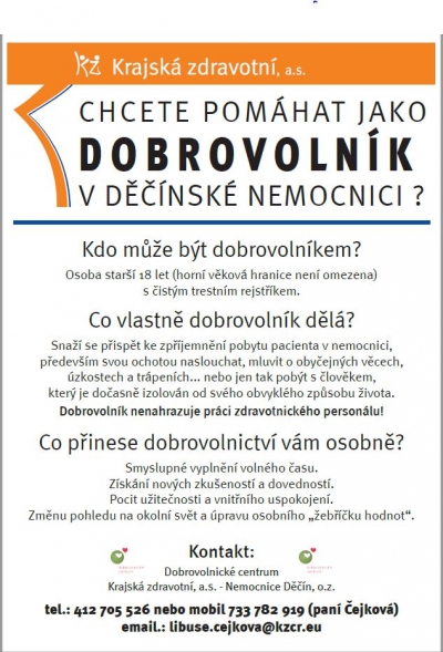 Chcete pracovat jako dobrovolník v děčínské nemocnici?