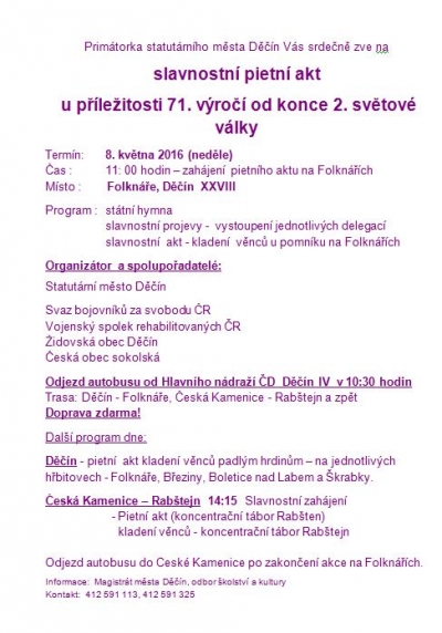 Slavnostní pietní akt při příležitosti 71. výročí konce 2. světové války