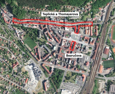 Obnova Podmokel bude pokračovat revitalizací uličních prostor Teplická, Thomayerova a Bezručova