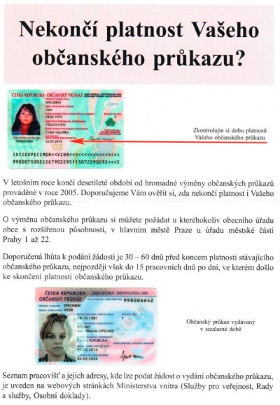 Zkontrolujte si platnost občanského průkazu